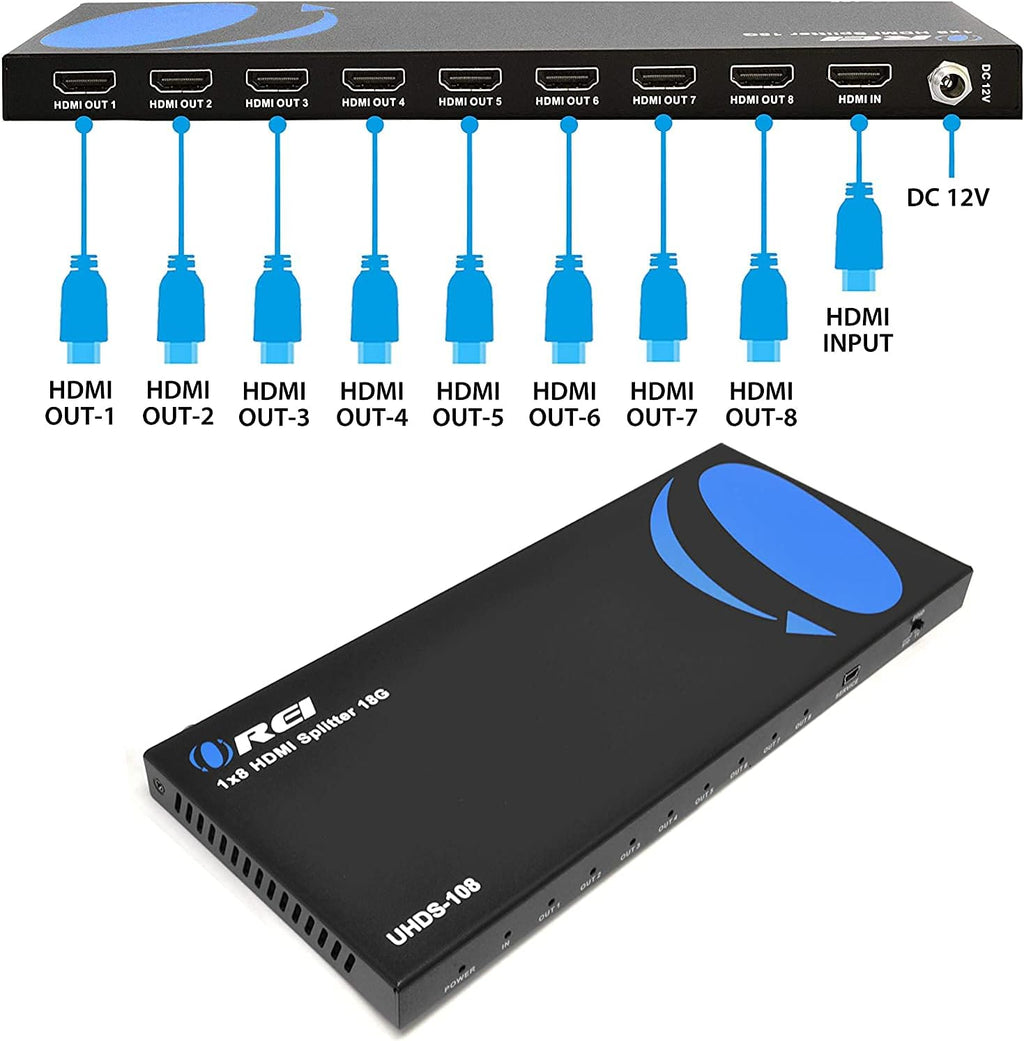 4K 1 in 8 Out HDMI Splitter 4:4:4 8-bit HDMI 2.0 HDCP 2.2 18 Gbps 4K @ 60Hz HDMI Duplicator Distributor G675538