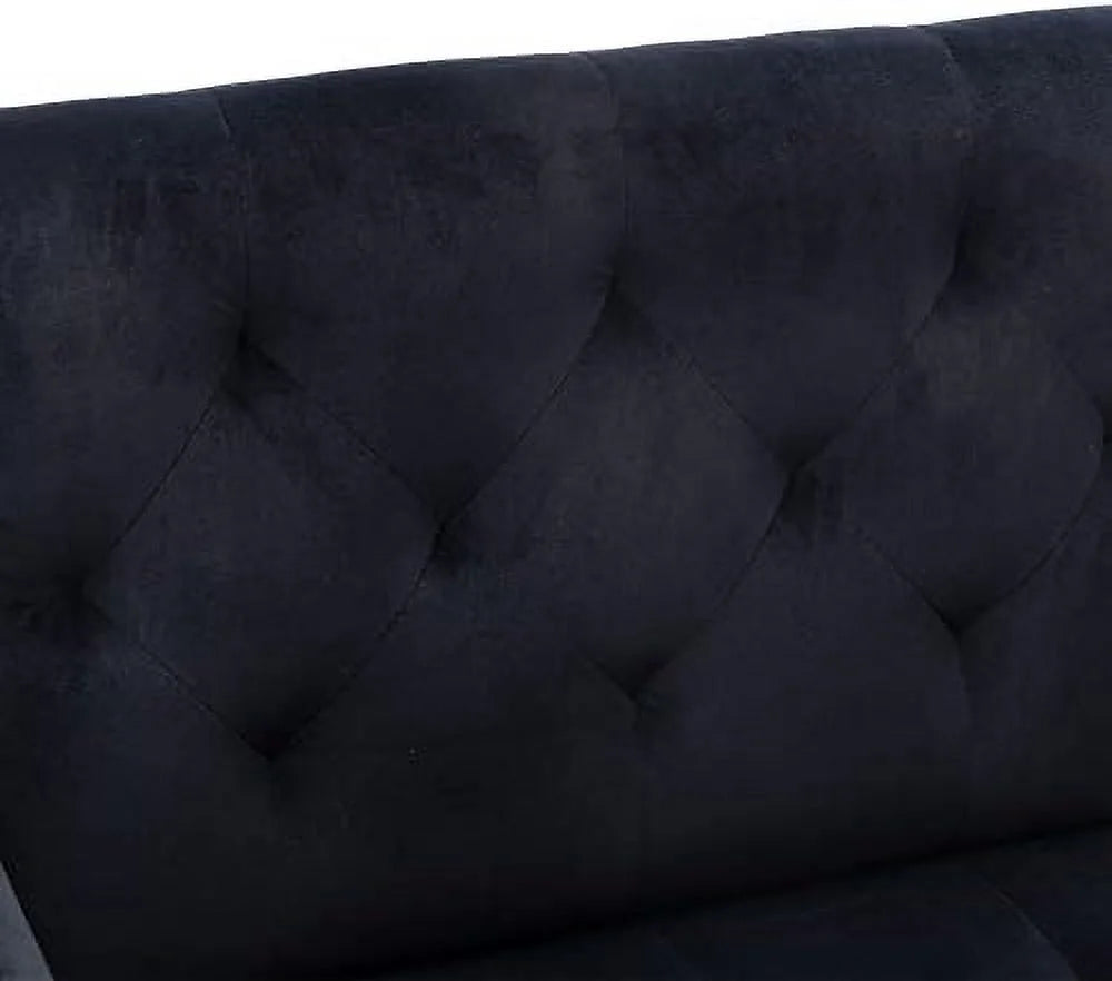 Orange Velvet Tufted Accent Chair with Metal Legs T712070