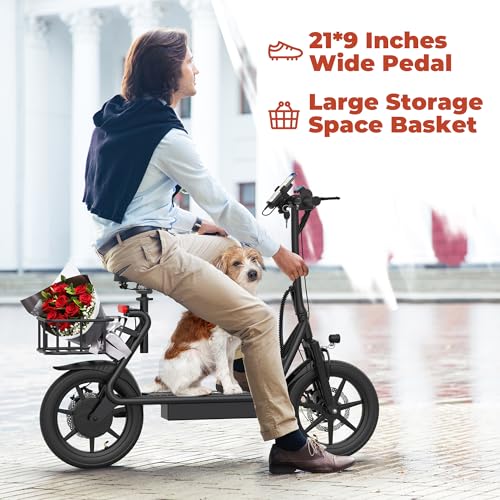 Electric Scooter with Seat, 500W Motor, 14'' Tires, Foldable S4944