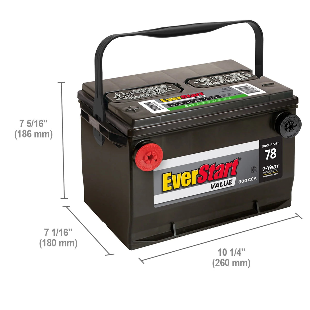 Lead Acid Automotive Battery Group Size 78 12 Volt 600 CCA M378