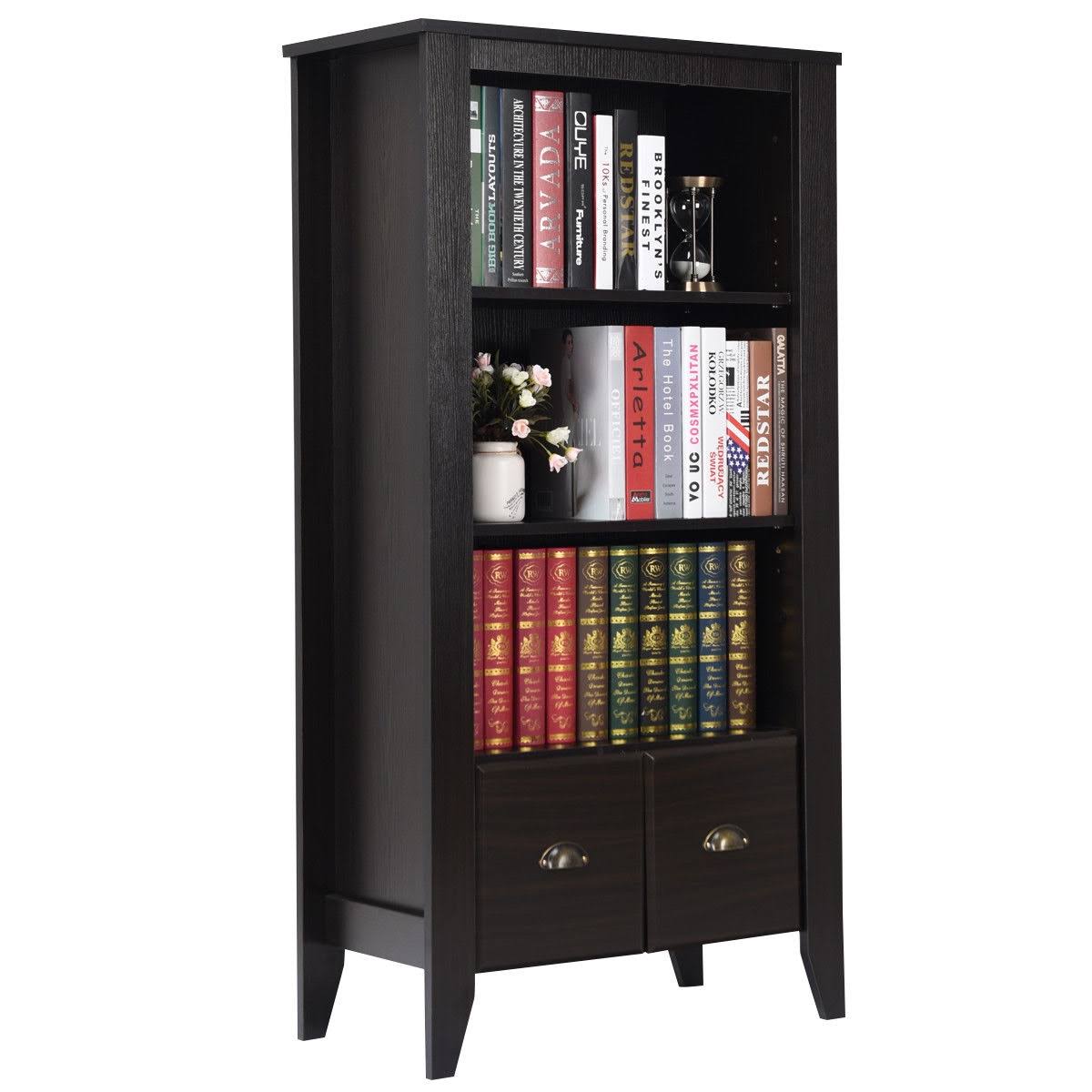 Antique Organizer Bookcase with 2 Drawers A639