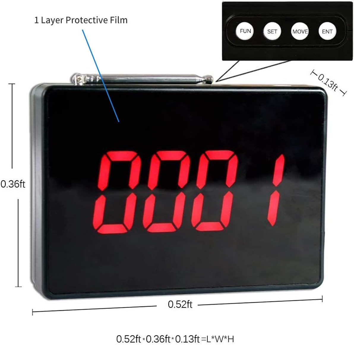 Wireless Calling System with 10 Waterproof Call Buttons and Display Receiver Y623752