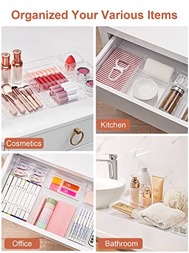 37-Piece Clear Drawer Organizer with Non-Slip Silicone Pads W9910