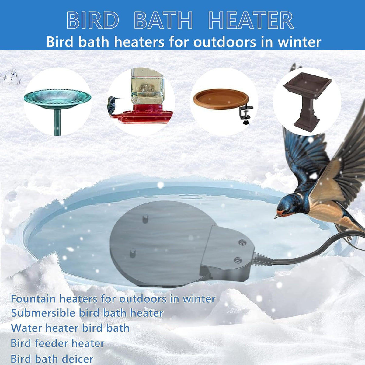500W Submersible Bird Bath Heater Aluminum Cast I122039