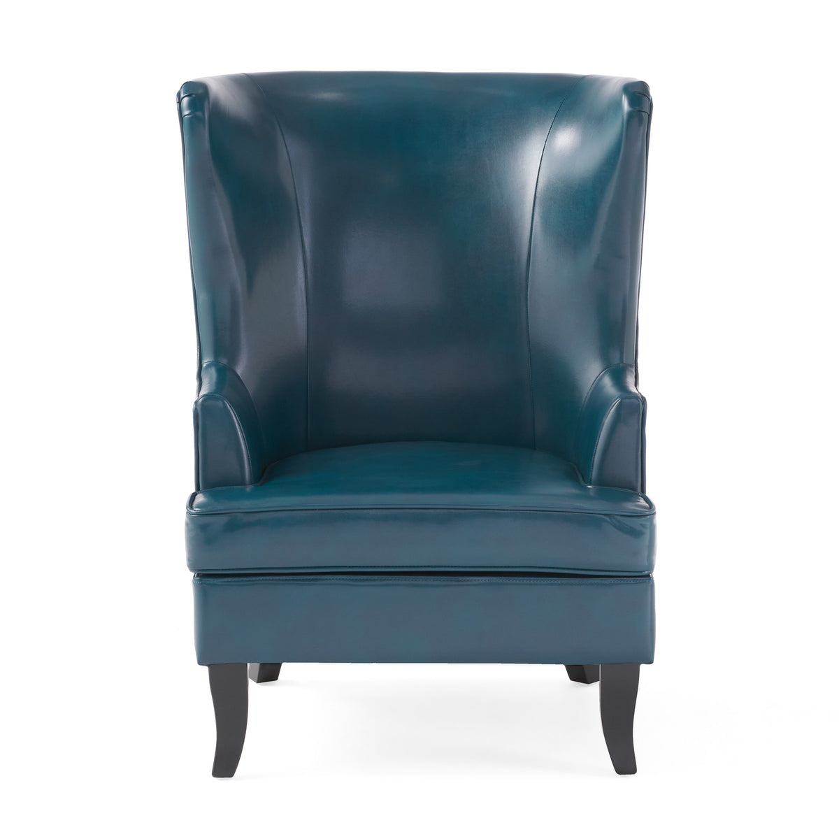 Teal and Matte Black Bonded Leather Wingback Club Chair R72638