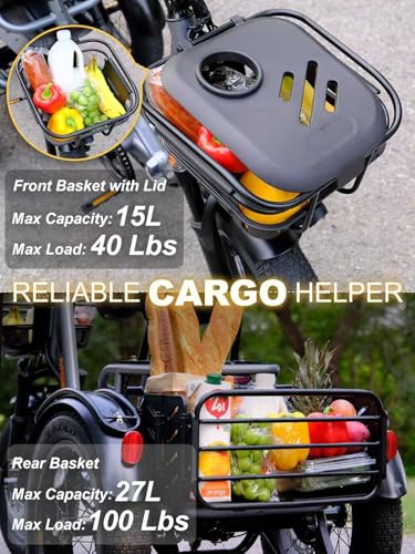 Folding Electric Tricycle 1000W 48V 15AH 18''×4'' Fat Tire 3 Wheel 450lbs Load V5618