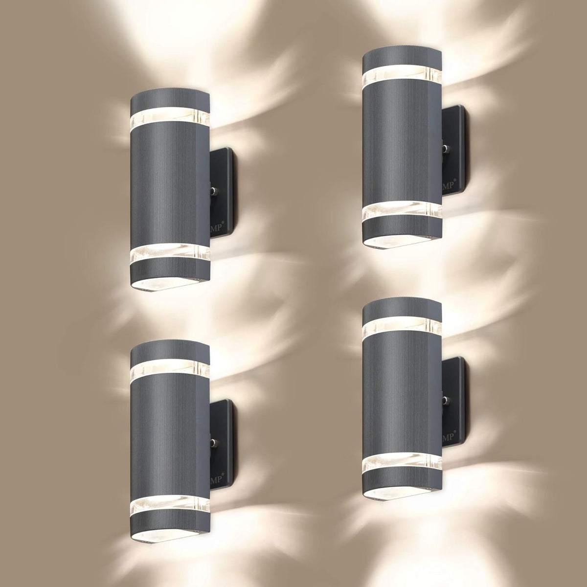 4 Pack Semi Cylinder Up and Down Lights Aluminum Waterproof Outdoor Wall Lamps D25568