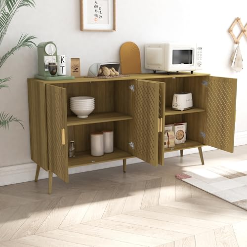 Walnut Wood Sideboard Cabinet with 4 Doors O14212
