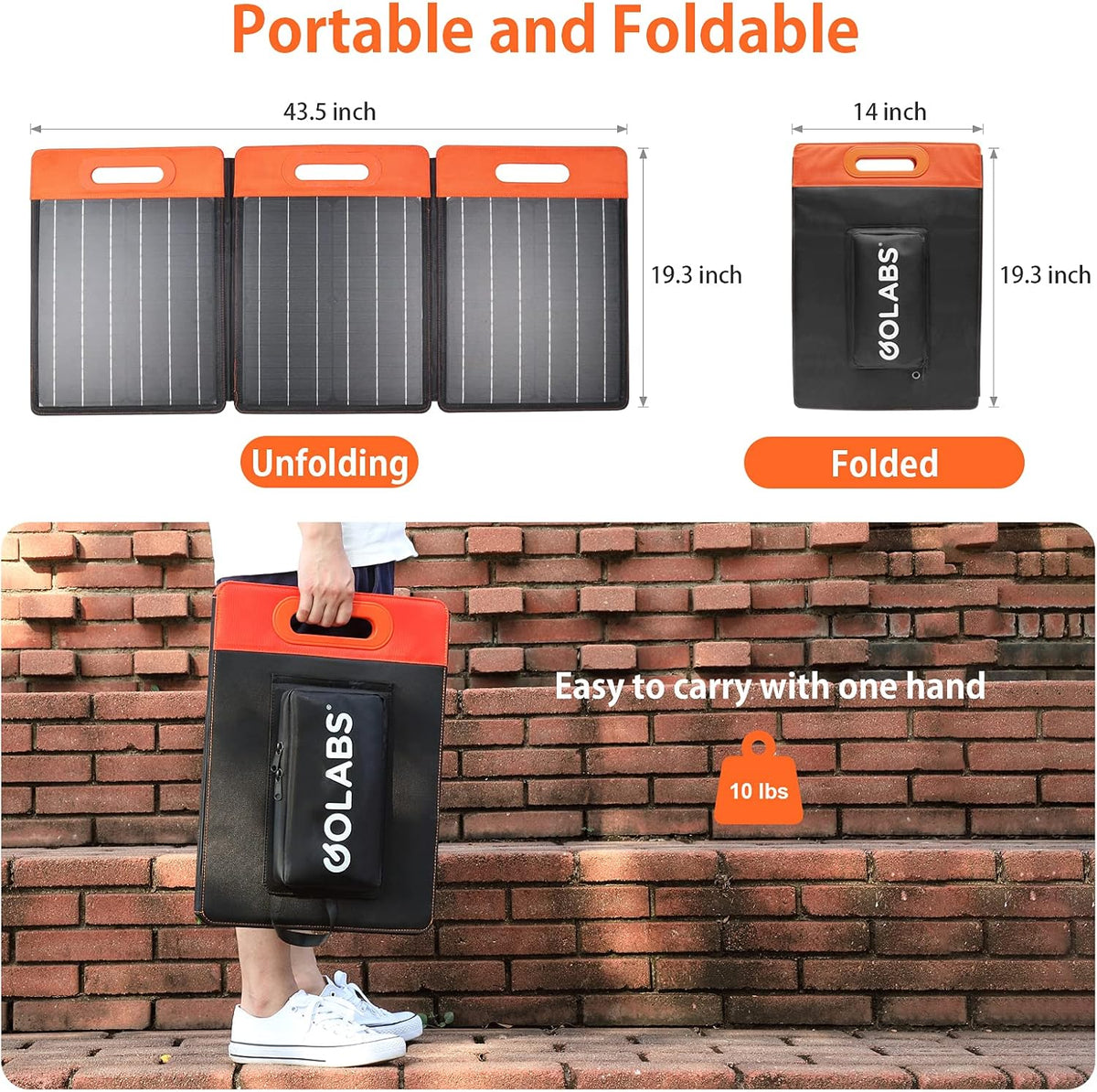 60W Monocrystalline Portable Solar Panel with Adjustable Kickstand F9765