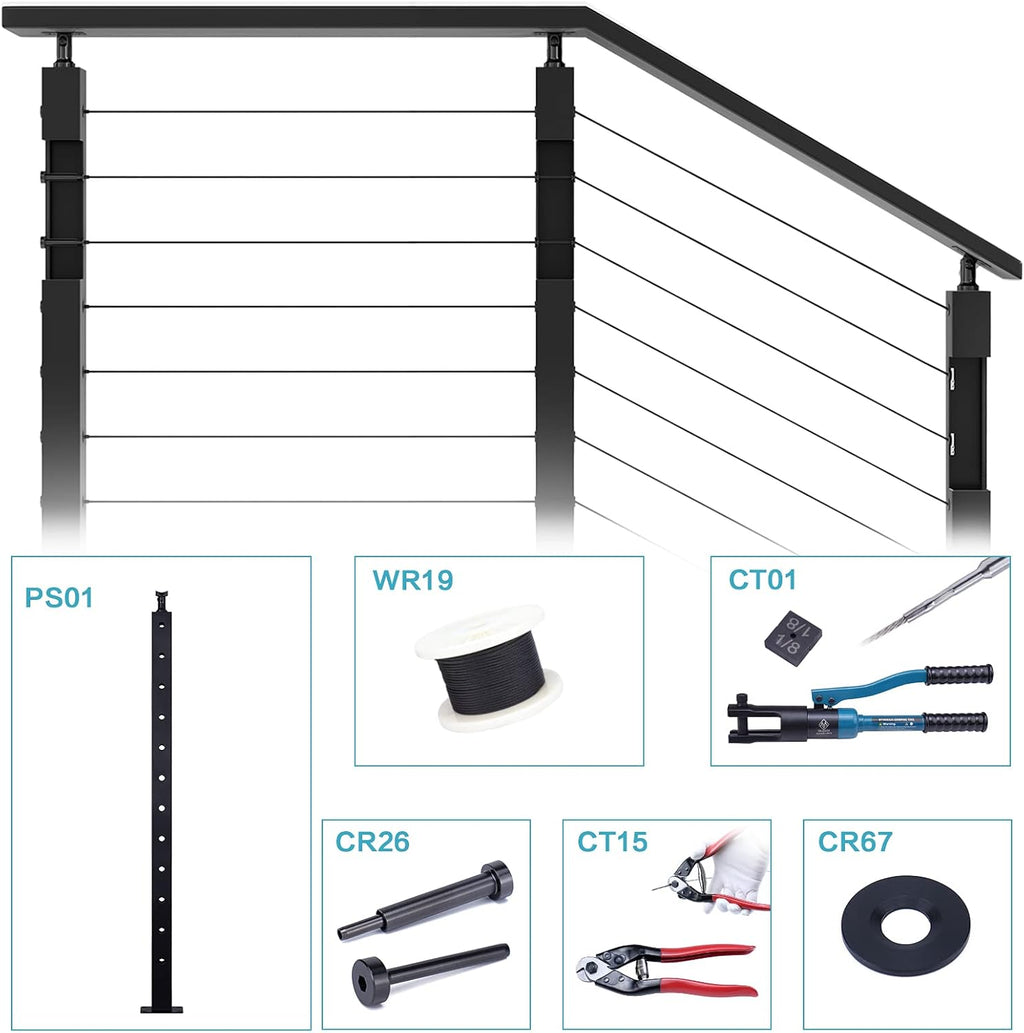 20 Pack 1/8 Swageless Invisible Cable Railing Kit T316 Stainless Steel T902
