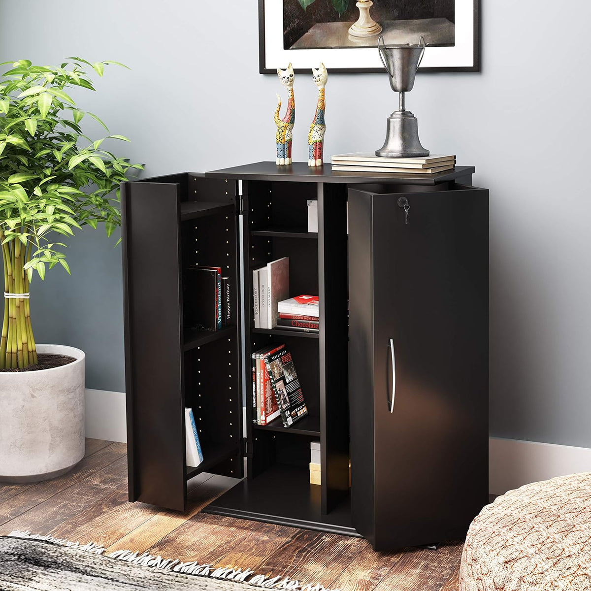 Black Locking Media Storage Cabinet L87416