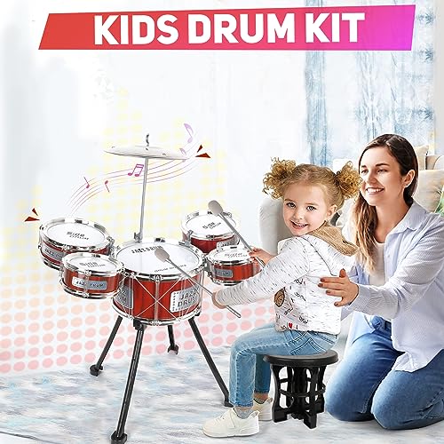 Kids Drum Set with 5 Drums Musical Instrument H177