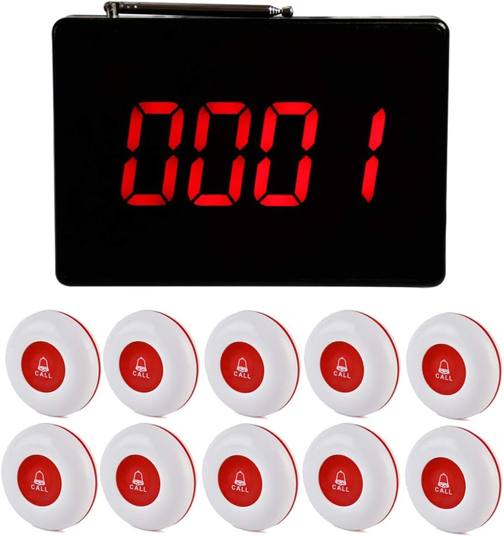 Wireless Calling System with 10 Waterproof Call Buttons and Display Receiver Y623752