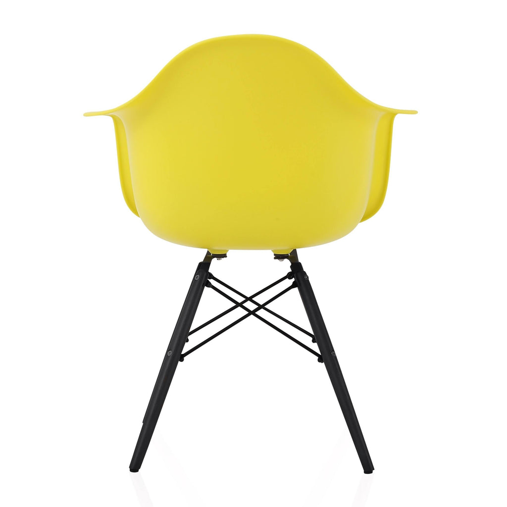 Light Yellow Molded Plastic Dining Arm Chair with Black Wood Legs (Set of 4) Y6135