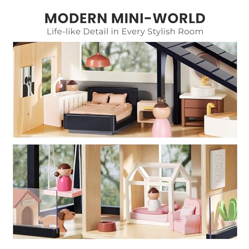 53Pcs Wooden Doll House with Furniture A684081