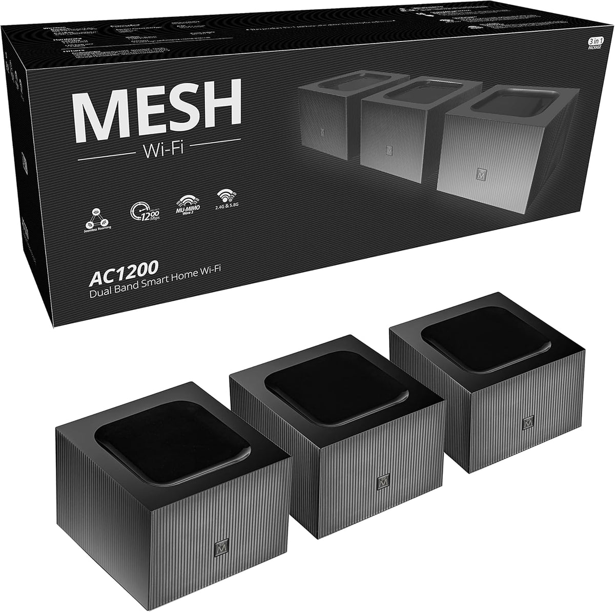 AC1200 Dual Band Mesh WiFi 5 System, 3 Router/AP V965562