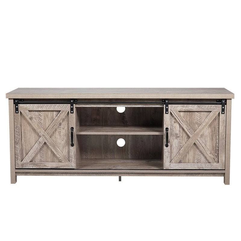 Barn Wood Stand TV Cabinet with Storage Cabinet and Shelves G36786