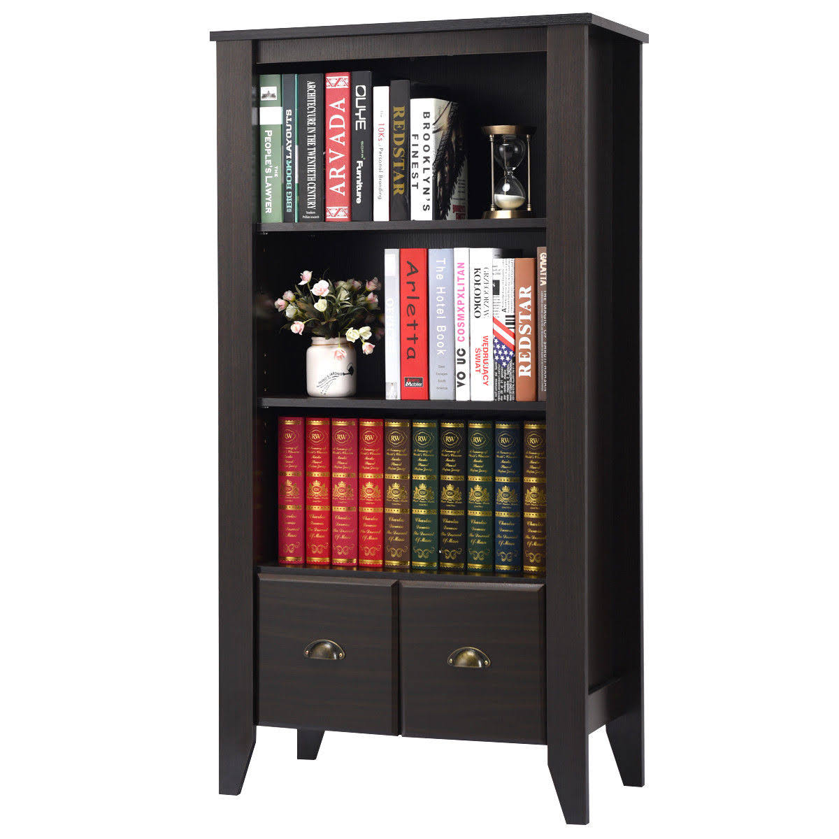 Antique Organizer Bookcase with 2 Drawers A639