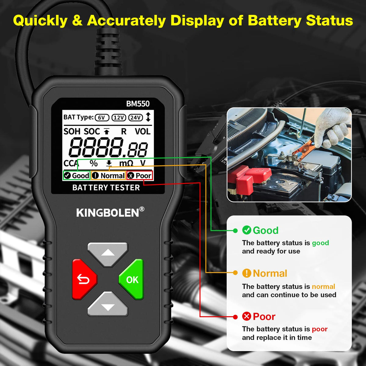 6V 12V 24V Car Battery Tester M740890