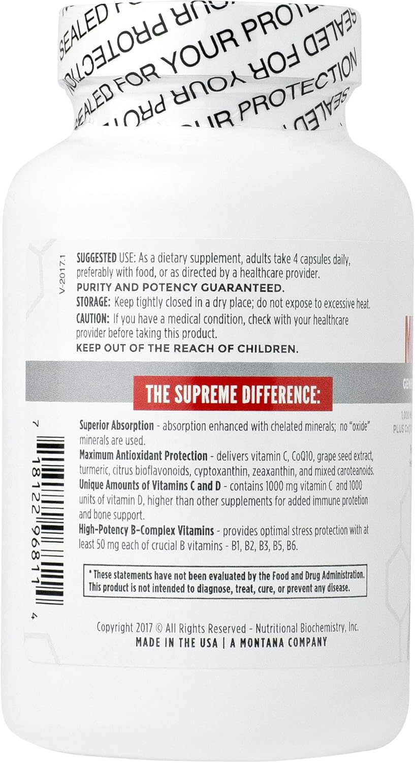120ct Daily Multivitamin with Vitamin A, C, D, E, K, B6, B12 Multi Mineral Veggie Capsules D55385