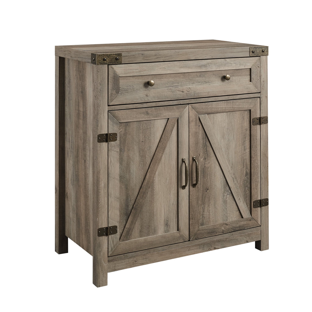 Grey Wash Sliding Barn Door Accent Cabinet W7309
