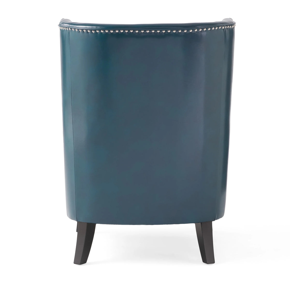 Teal and Matte Black Bonded Leather Wingback Club Chair R72638
