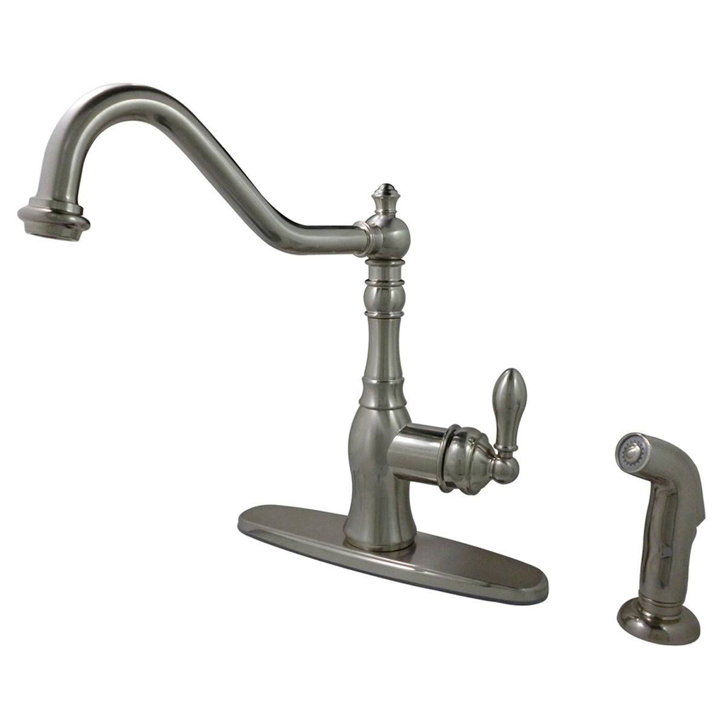 Naples Bronze Single-Handle Kitchen Faucet with Brass Sprayer L932391