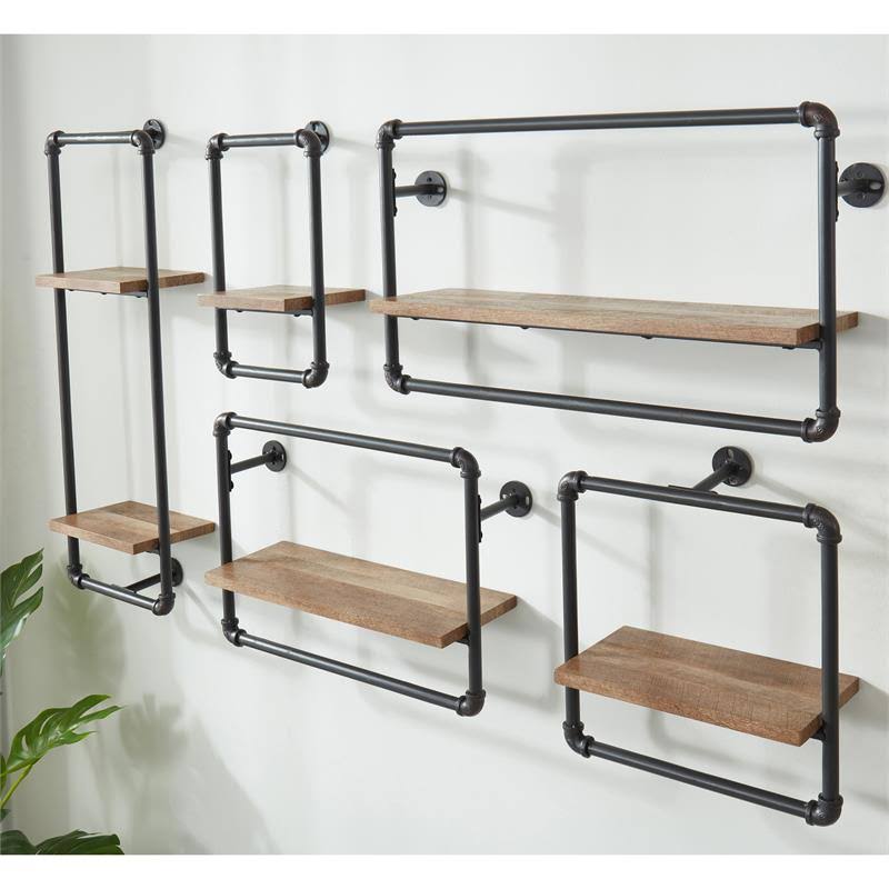Sand Black Wood Wall Shelf H63511