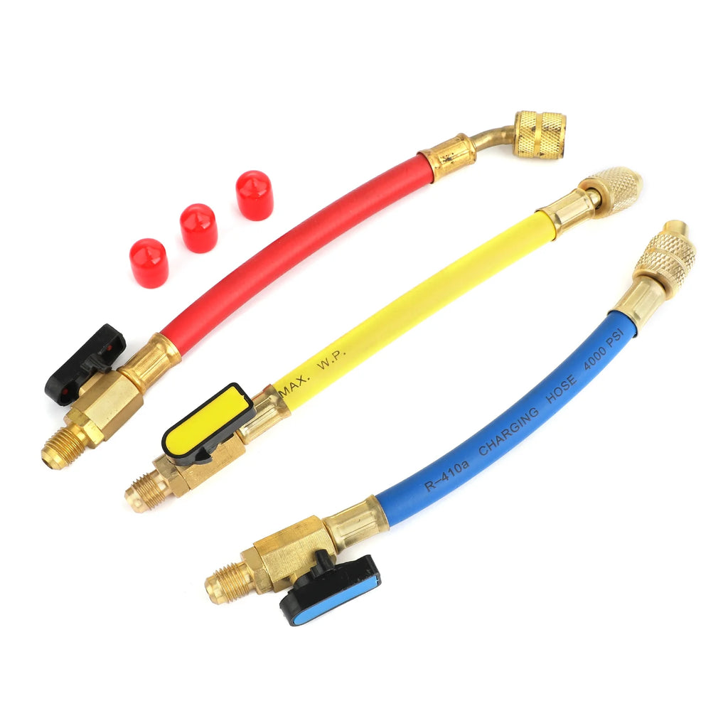 3x Manifold Gauge A/C Refrigeration Charging Hoses Q76450