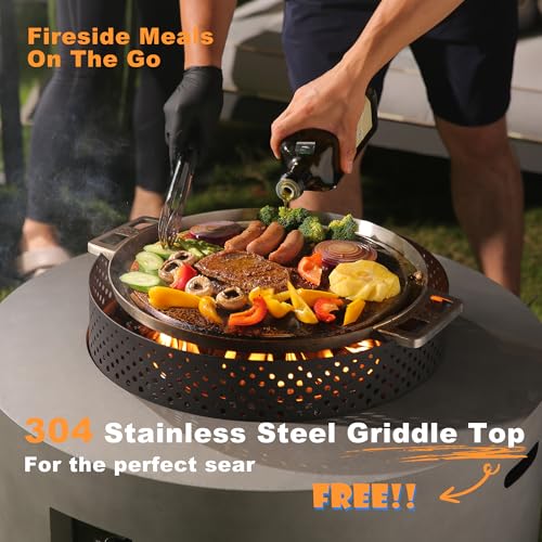 32 Inch 3-Piece Propane Fire Pit Table 65,000 BTU with Tank Side Table and Baking Sheet E7583