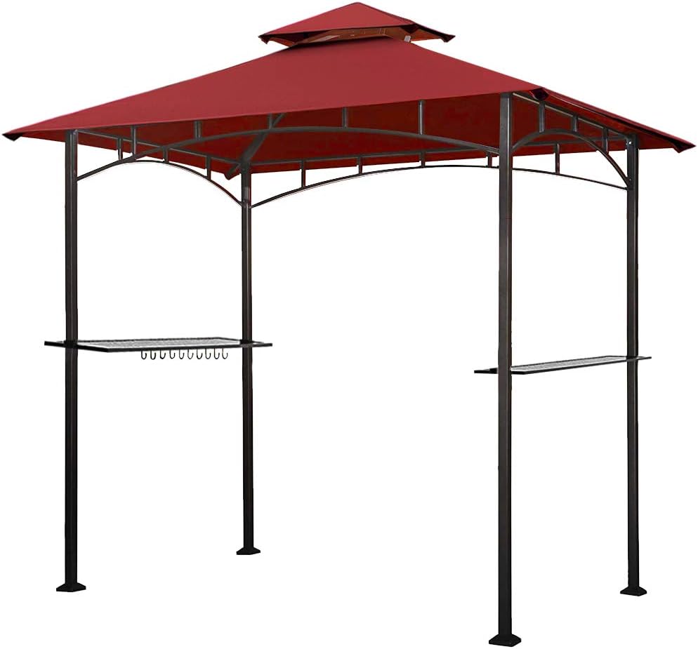 5x8 Grill Gazebo with Double Tier Canopy and Steel Frame Z3842