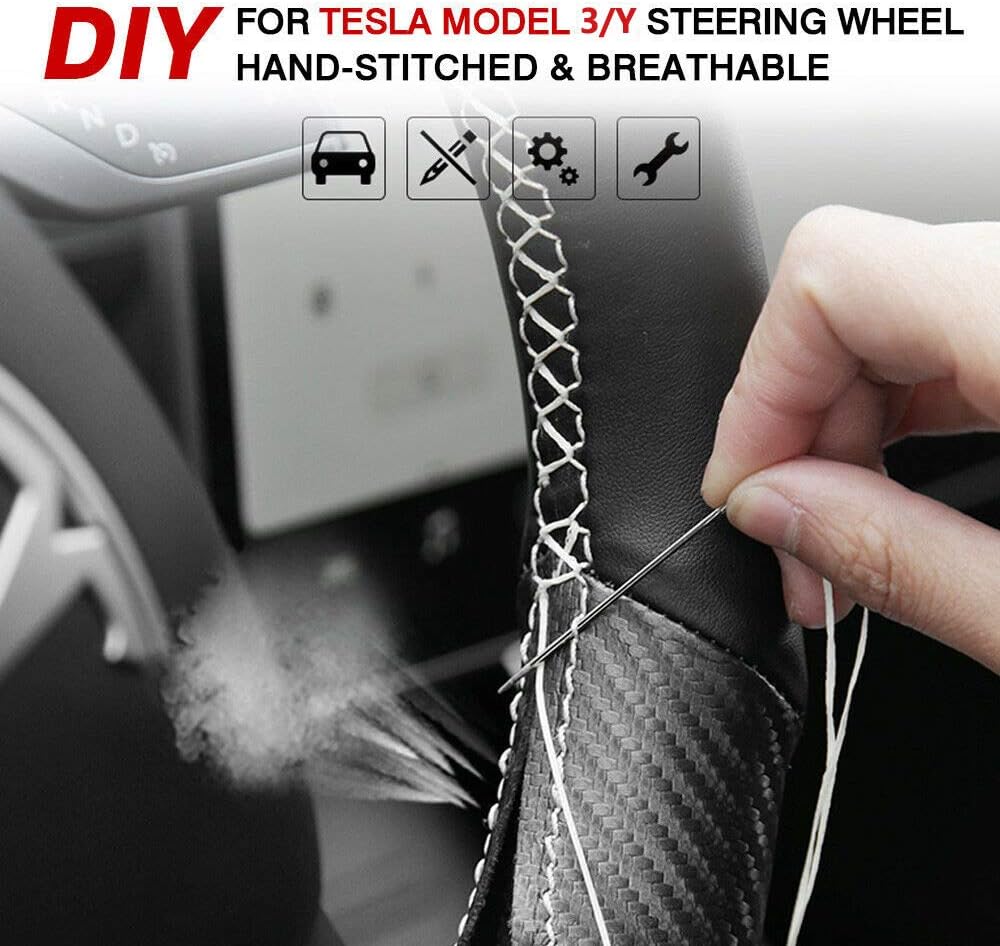 Black Perforated Leather Carbon Fiber Auto Steering Wheel Cover M814747