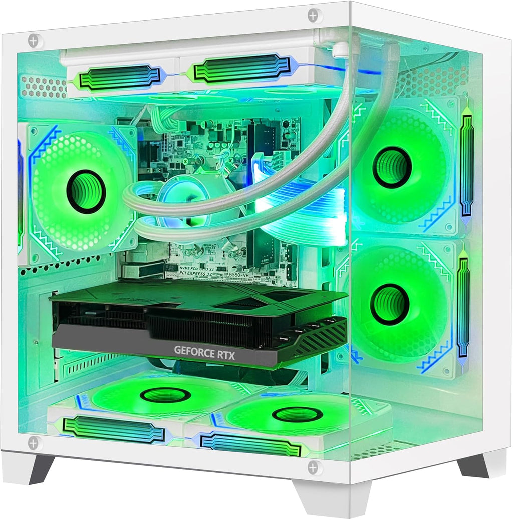 White Gaming PC Desktop - AMD Ryzen 7 5700X3D 8-Core 3.0 GHz, RTX 3060 12GB, 32GB DDR4 RAM 3200, 1TB M.2 PCIE SSD, Windows 11 Pro 64-bit M2466