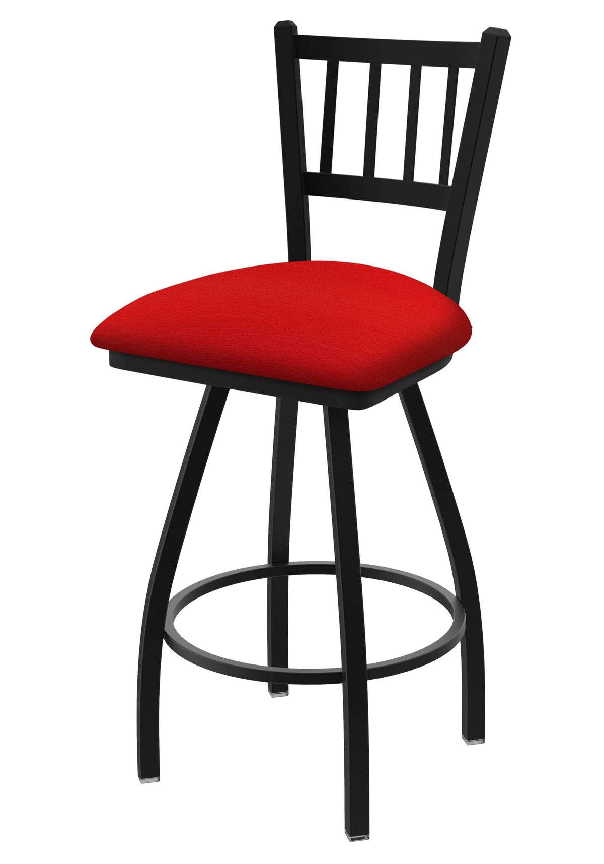 36-Inch Swivel Bar Stool with Black Wrinkle Finish and Canter Red Seat L53762