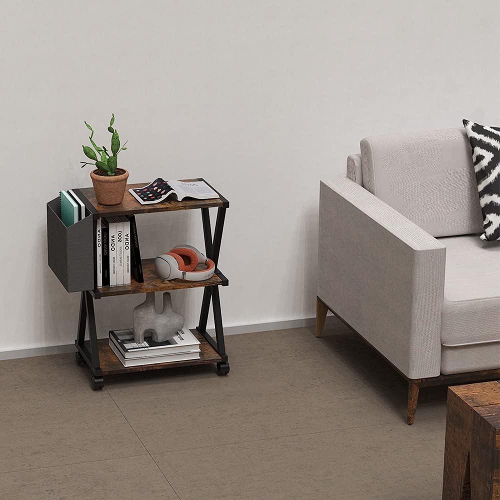 3 Tier Wooden Mobile Printer Stand with Storage Bag G804