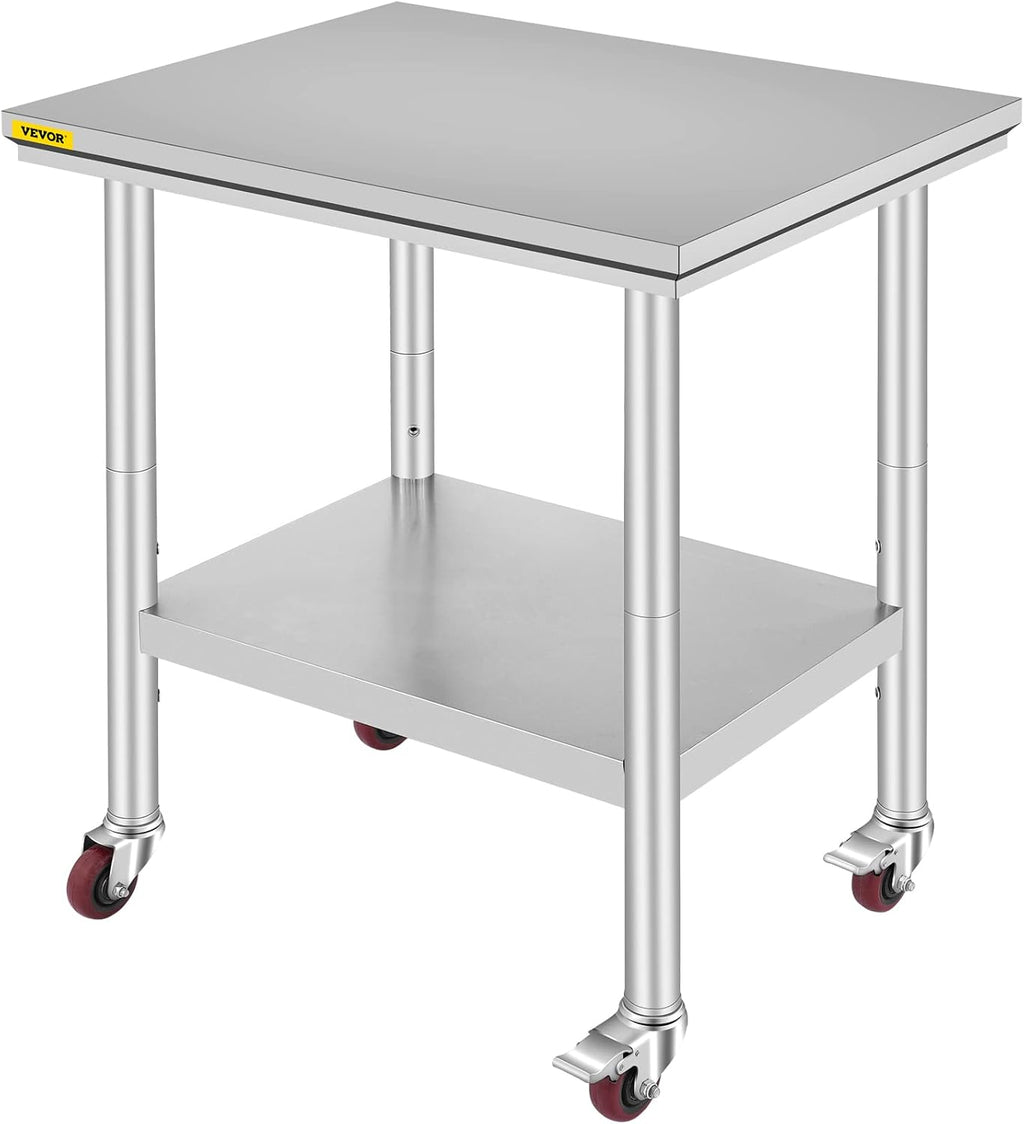 Stainless Steel Work Table with Wheels 24 x 30 x 32 Inch N30780