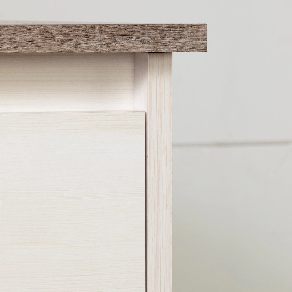 White and Weathered Oak 6 Drawer Double Dresser W8978