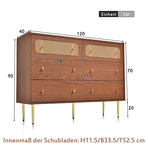 6 Drawer Rattan Dresser D955544