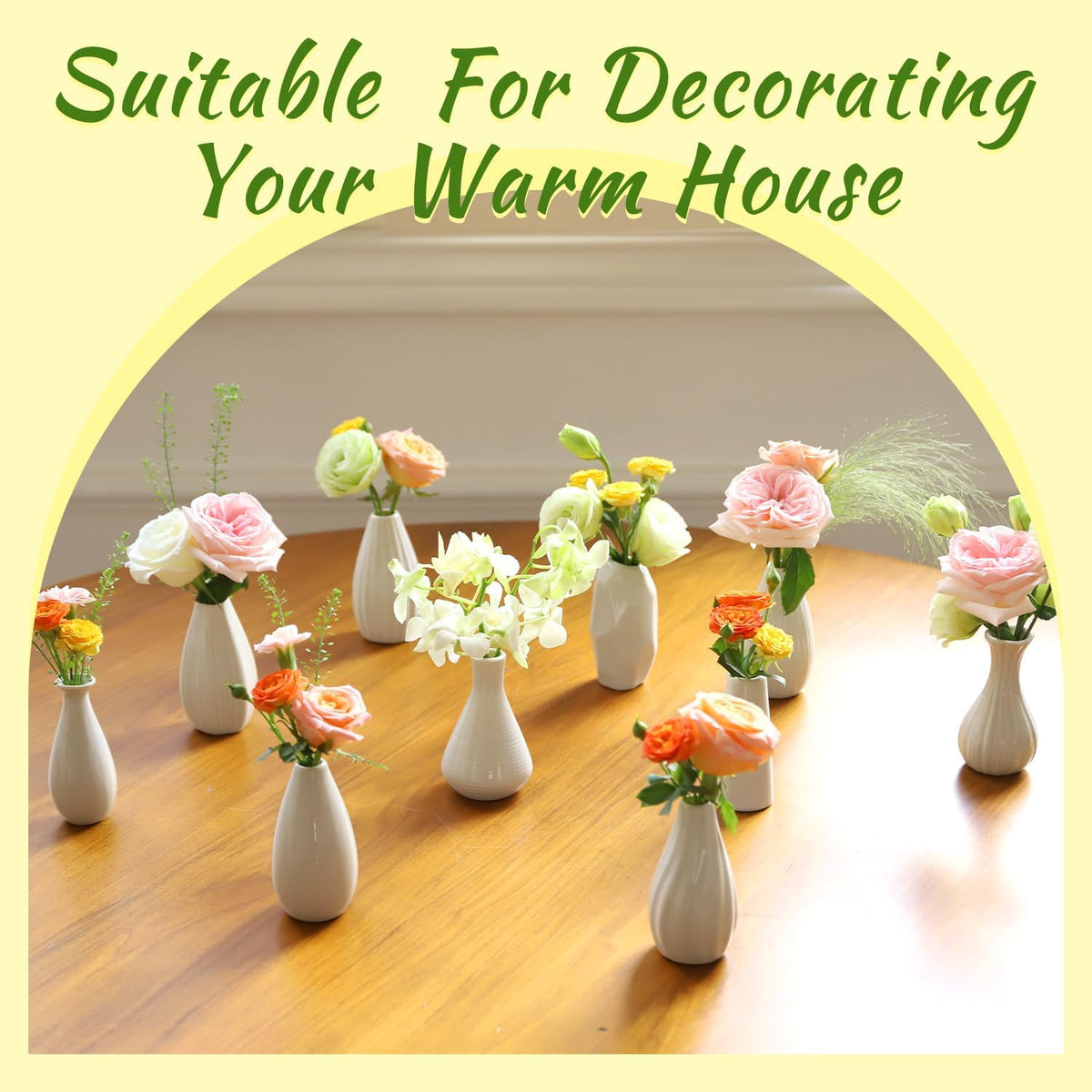 Mini Ceramic Vase Set of 10 White C30506
