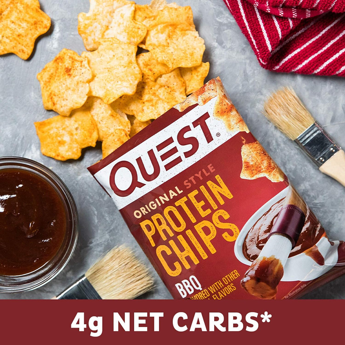 Protein Chips, Sour Cream & Onion, BBQ, 1.1 Ounce, Pack of 12 I476983