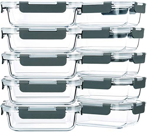 10-Pack 22 Oz Glass Meal Prep Containers with lids Y9141