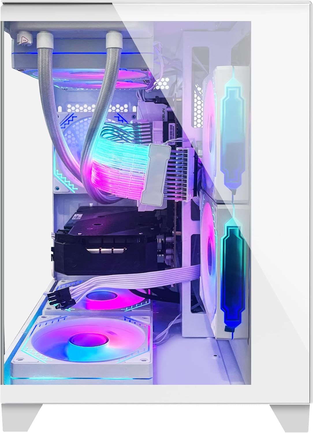 White Gaming PC Desktop - AMD Ryzen 7 5700X3D 8-Core 3.0 GHz, RTX 3060 12GB, 32GB DDR4 RAM 3200, 1TB M.2 PCIE SSD, Windows 11 Pro 64-bit M2466