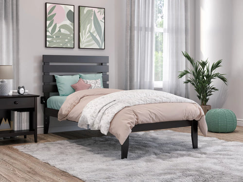 14" Twin Wood Platform Bed Frame with Headboard M593591