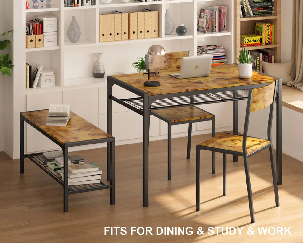 4 Piece Dining Table with 2 Chairs and Bench O42023
