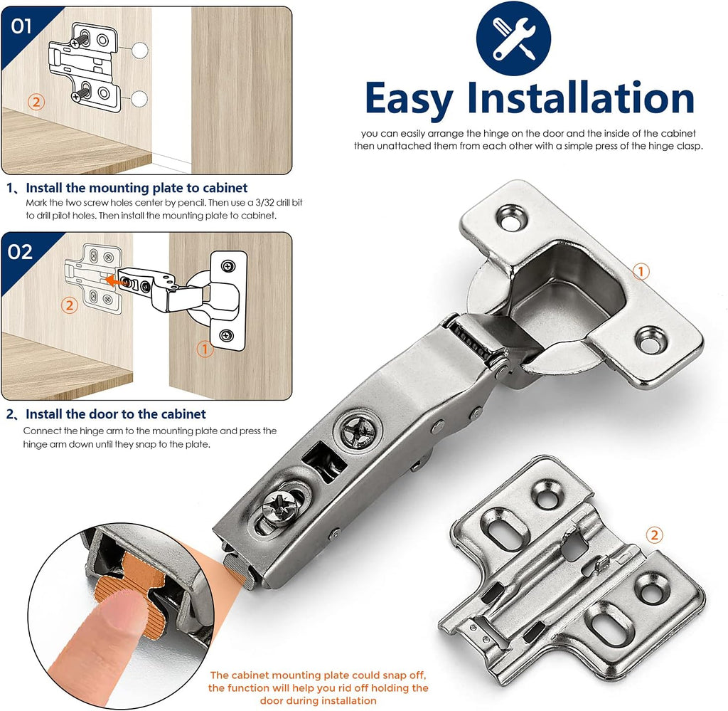60 Pack 30 Pairs Soft Close Full Overlay Cabinet Door Hinges Z74479