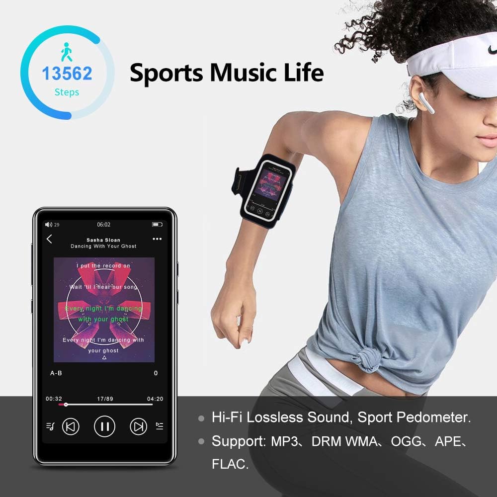 16GB Bluetooth MP3 Player with Touchscreen, FM Radio, Micro SD Slot, Headphones + Case, Pack of 2 S300