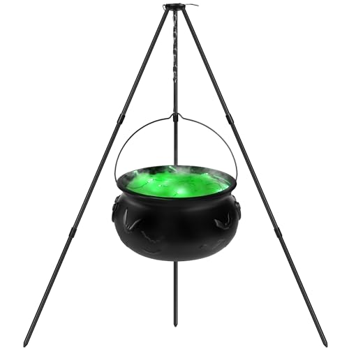 Black Plastic Cauldron with Lights J5236