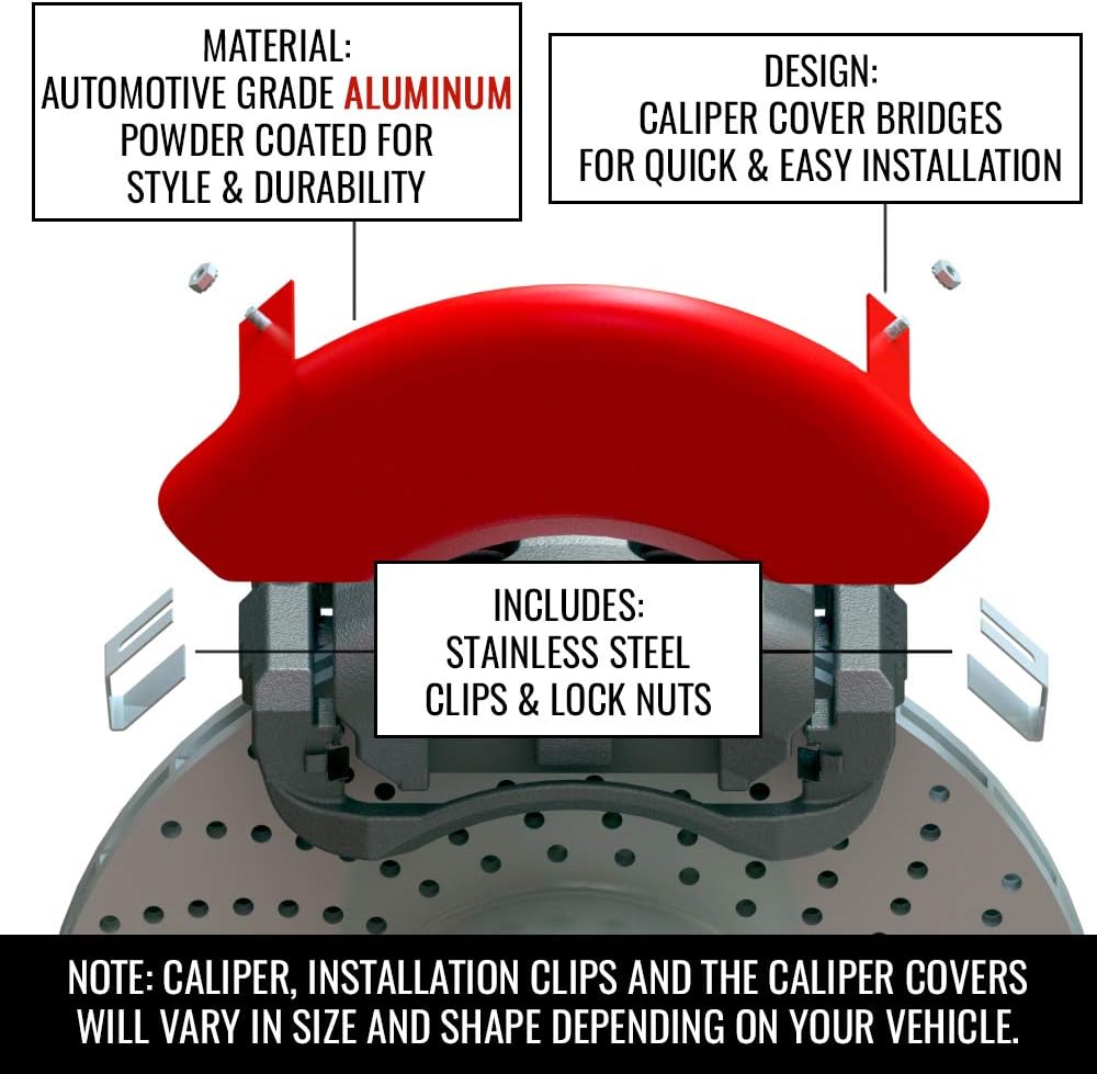 Red Powder Coat Finish Set of 4 Caliper Covers B46097