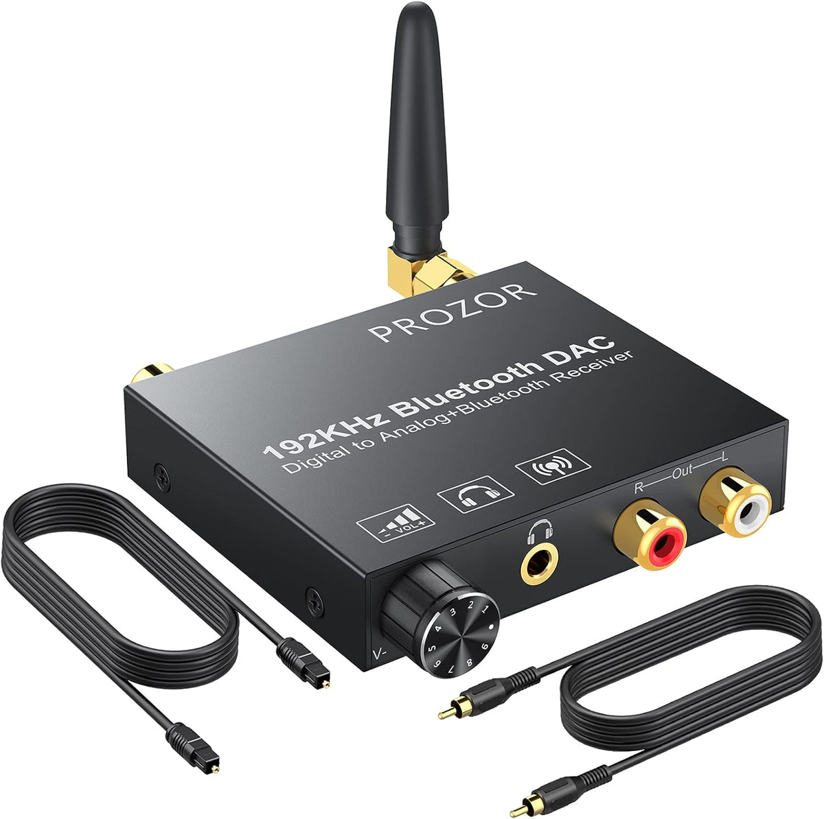 192kHz Digital to Analog Audio Converter with Bluetooth Receiver, Optical Coaxial to Stereo Analog RCA & 3.5mm P745432