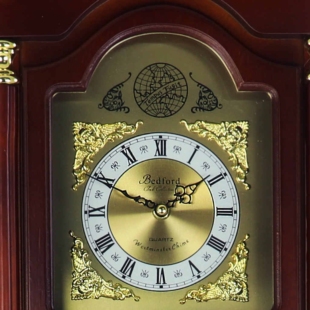 33" Antique Cherry Oak Finish Chiming Wall Clock with Roman Numerals N69757